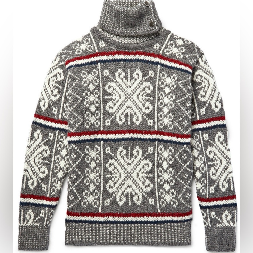 Thom Browne Wool & Mohair Norwegian Fair Isle Turtleneck Sweater